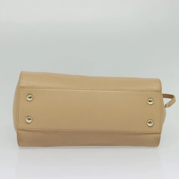 Jimmy Choo Hand Bag Leather Beige Gold Auth bs28764 - Picture 7 of 16